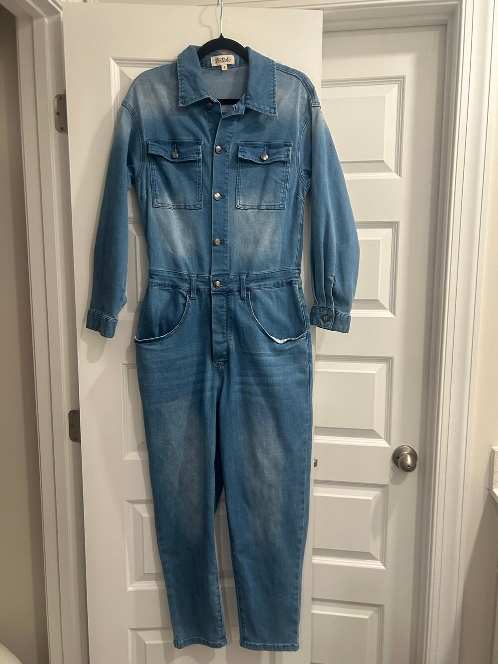 Listicle Denim Jumpsuit Women’s Small Light Wash Utility Coveralls